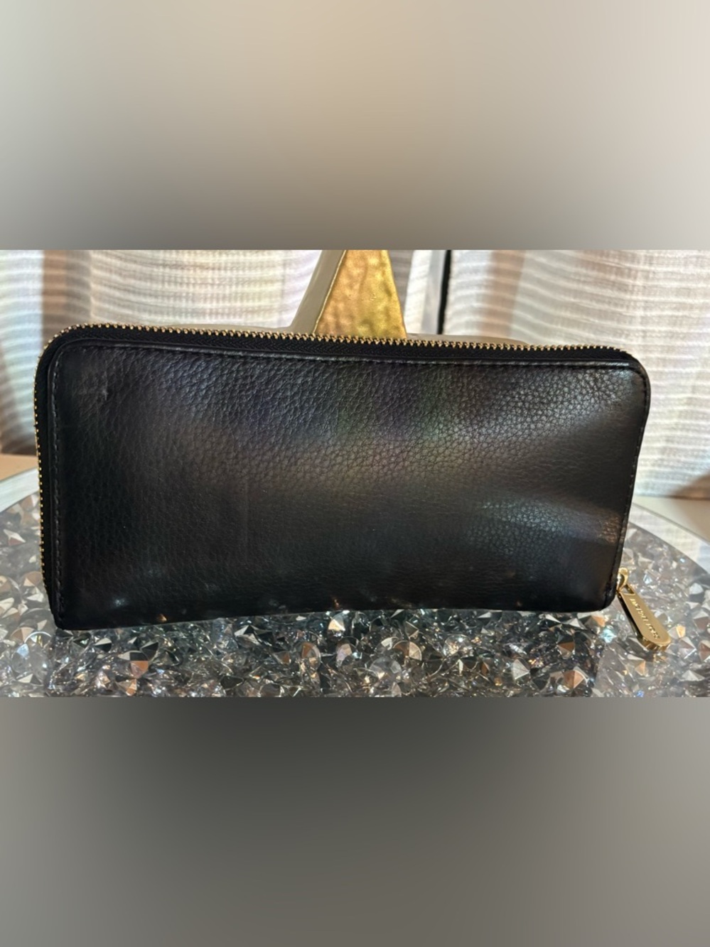 Michael Kors Black Leather Zip Wallet | Gold Plate Logo | Chic & Functional - Picture 2 of 12